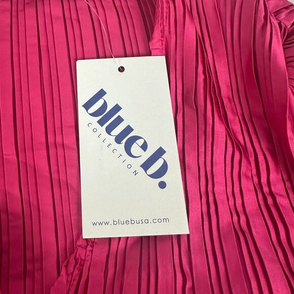 Blue b Collection Hot Pink Pleated Long Sleeve Top With Drawstring Waist Size S - Picture 7 of 8